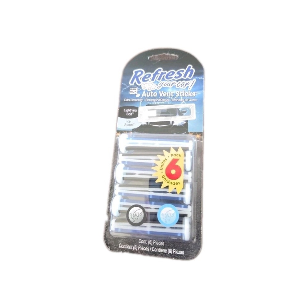 Refresh Your Car 6 pk Vent Stick Eliminate Odor New Car Cool Breeze Scent #1309